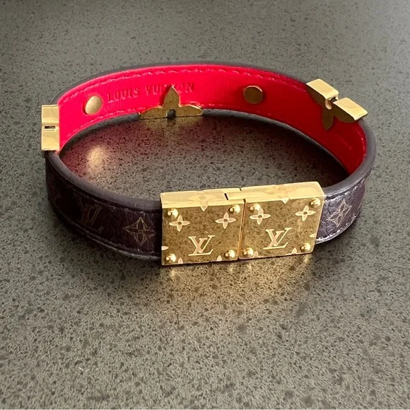 Louis Vuitton Red Brown Bracelet with Gold Accents - Picture 6 of 12